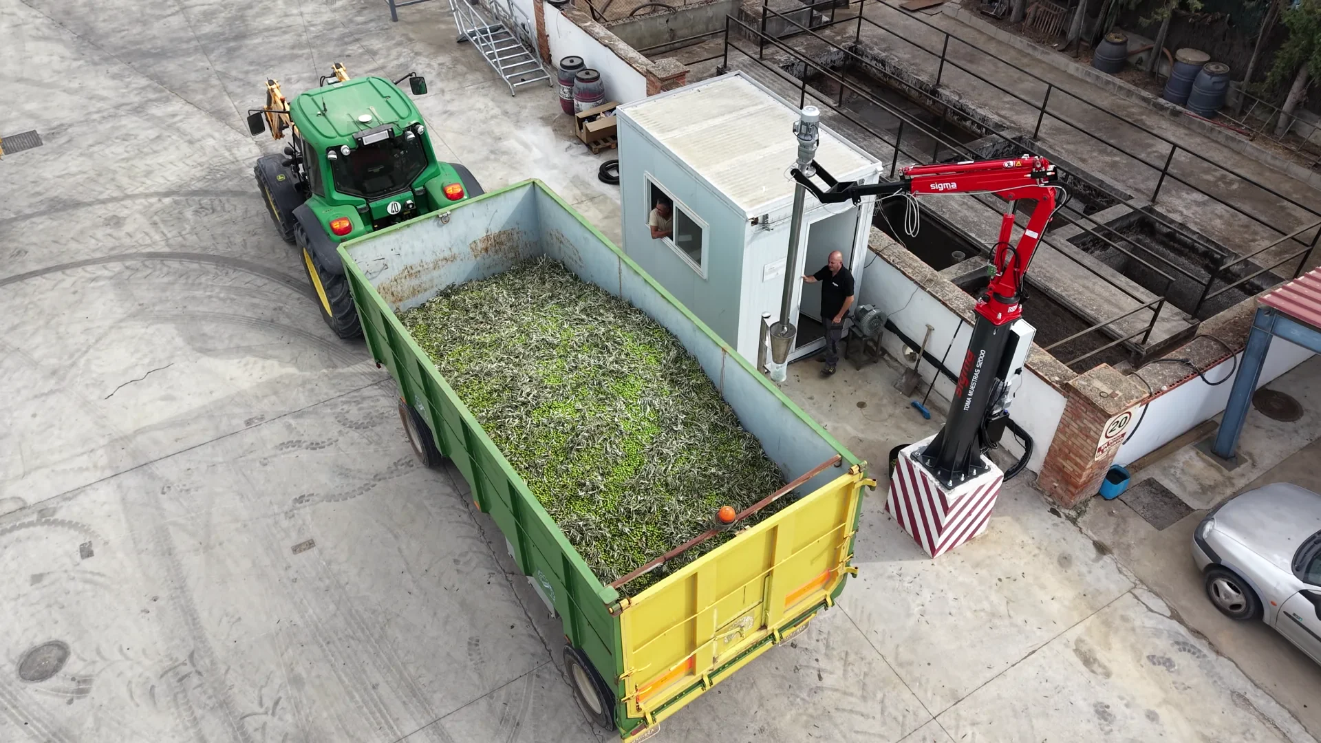 Tomamuestras Sigma en una instalación real de recepción de aceituna