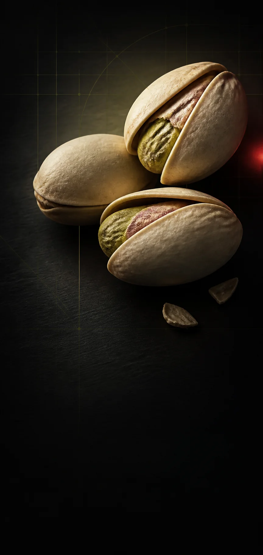 Ilustración conceptual de pistachos para la línea de muestreo en recepción